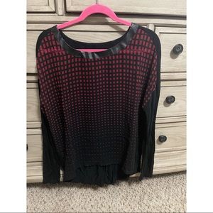 Trouve Black and Red Checkered Long Sleeve Top
